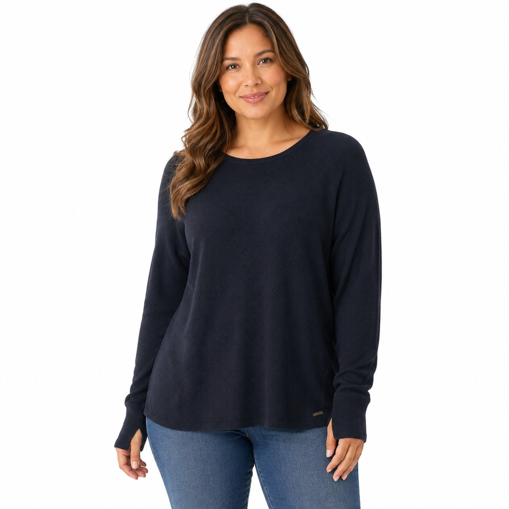 Eddie Bauer Black Thumb Holes Pullover Merino Wool Blend Soft Sweater sz XL